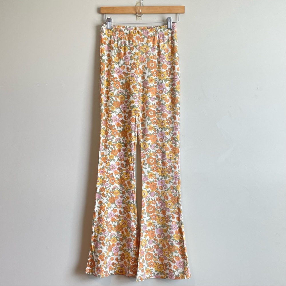 NWOT Ghanda Co. Flare Bell Bottom Floral Pants High Rise Sz 8 see measurements